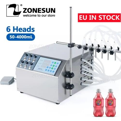 ZONESUN ZS-DPYT6P Semi-Automatic 6 Nozzles Juice Milk Liquid Filling Machine Water Oil Bottle Filler Equipment