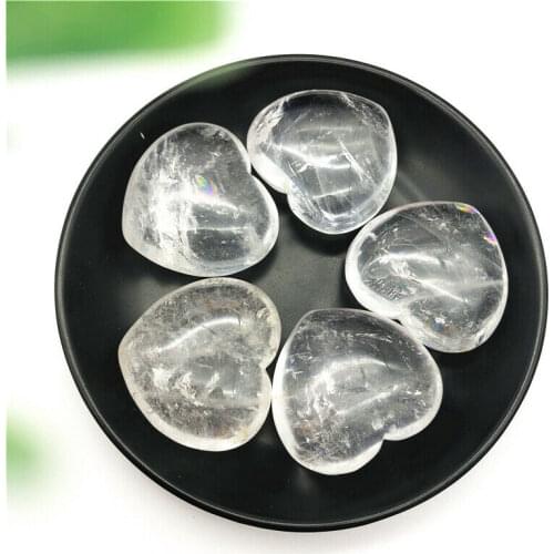 1pc Natural White Quartz Heart Shaped Crystal Palm Stones Healing Specimen Gifts Natural Stones and Minerals