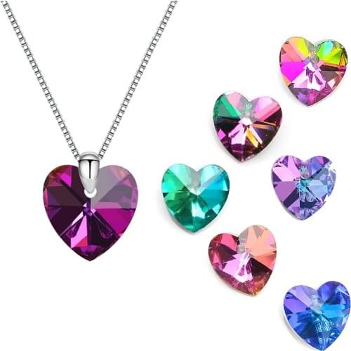 ZHUBI 14mm Colorful Charms Love Heart Pendant Crystal Heart Beads Gems for Women Jewellery Making Earring Necklace DIY 20pcs/lot