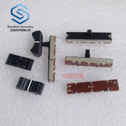 10pcs 100% new 35mm single channel straight sliding potentiometer push b10k stroke 20mm with white point handle length of 10 mm