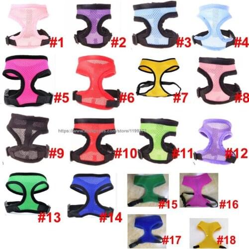 100pcs 18 Colors Soft Mesh Pet Dog Puppy Cat Collars Harness Control Walk Collar Safety Strap Vest