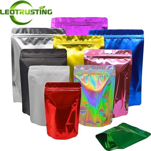 Leotrusting 100pcs Aluminum Foil Packaging Zip Lock Bag Elegant Make-up Brushes Nail Powder Cosmetics Beauty Lipsticks Pack Bags