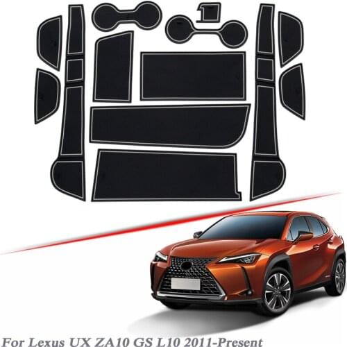 14pcs Car Styling For Lexus UX ZA10 GS L10 2011-2020 Latex Gate slot pad Interior Door Groove Mat Non-slip dust Mat Accessory