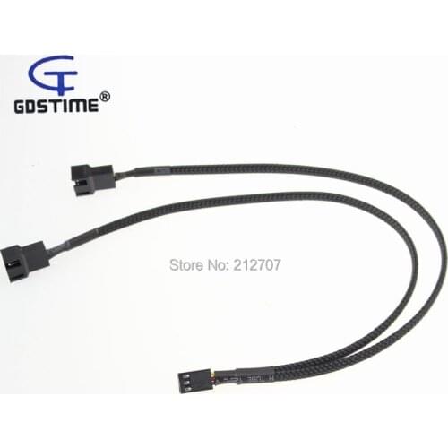 2PCS 30cm 3Pin PWM 1 to 2 Weaving Nets Power Wires Motherboard Fan Cable