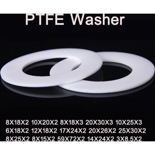 20Pieces Flat Washer F4 PTFE Gasket Fire-resistant Gaskets 8X18X2 10X20X2 8X18X3 20X30X3 10X25X3 Bellows Sealing Ring Washers