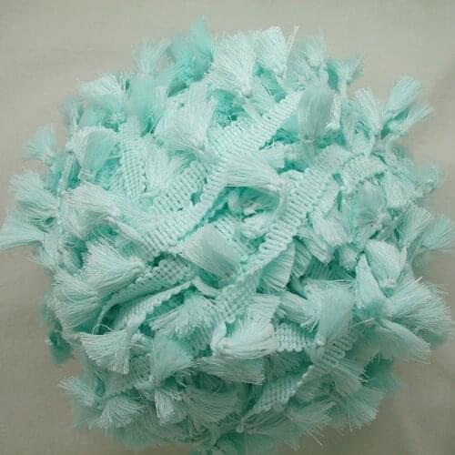 3Yards/Lot Vintage 100% cotton knotted mint green fringe trim with cute tassels 1cm width tape 1.5cm length tassels
