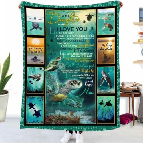 3d Printing Gift for My Daughter Flannel Blanket Sea Turtle Series Home tTxtile Dreamy Birthday Gift Blanket 150x200cm