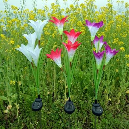 4LED Solar Lily Light LED Solar Lantern Garden Decoration Lawn Light Artificial Lantern