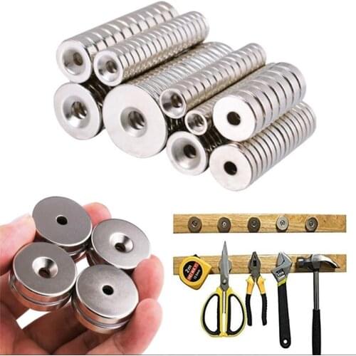 5-25pcs hole 4/5/16mm Ring Round Neodymium Magnets Multi-size With Hole NEW