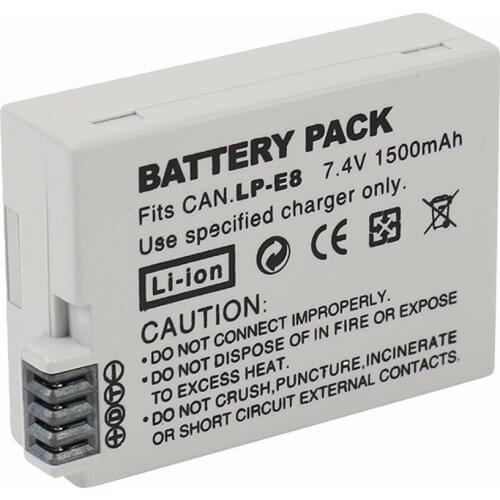 7.4V 1500mAh LP-E8 LP E8 Digital Camera Battery For Canon 550D 600D 650D 700D X4 X5 X6i X7i T2i T3i T4i T5i DSLR Camera Battery