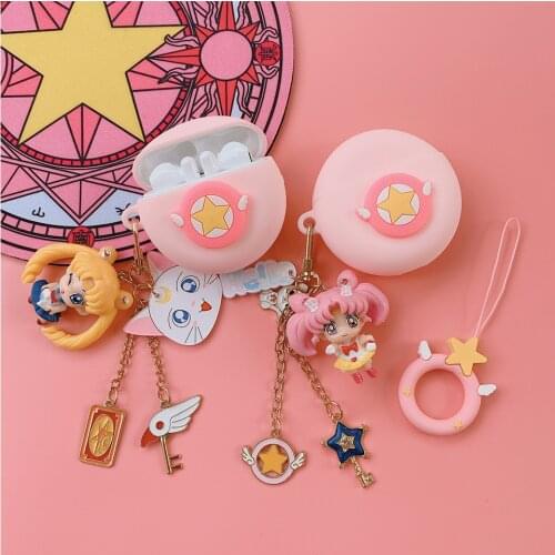 Japanese Cute Girl Earphone Case for Huawei Freebuds 3 Cover Bluetooth Earphone Charging Box Silicone Protetct Keyring