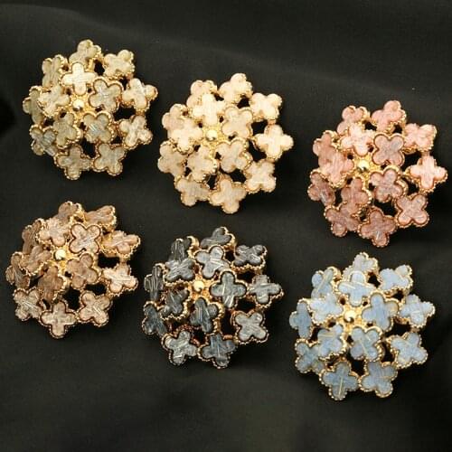 35mm Decorative BUTTON Sewing Metal Gold Big Flower BUTTONS for Clothing Sewing Crafts Cheap High Quality Accessories