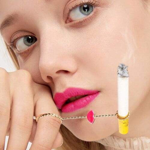 Cigarette Holder Ring Rack Vintage Metal Finger Clip Women Men Slim Cigarettes Smoking Accessories Smoker Gift Set