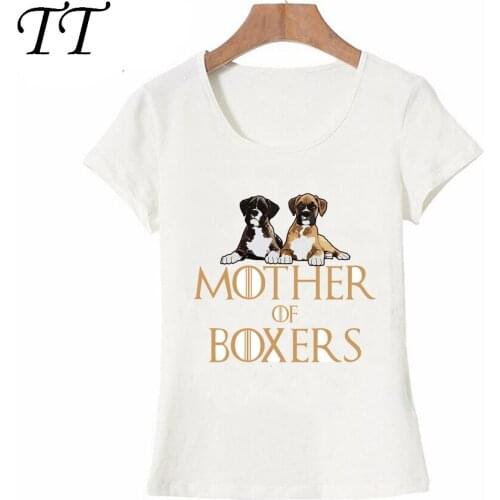 Funny Design Mother Of Boxers Dog T-Shirt New Summer Women t-shirt Lovely Dog Print Tops Tee Cute girl Camisetas Short Sleeve
