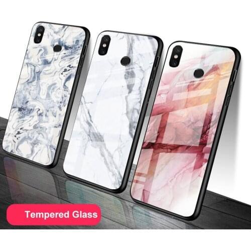 Glossy Marble Tempered Glass Phone Case For Redmi Note 5 6 7 8 9 Pro Note8T Note9S Redmi8 9 Cover Shell