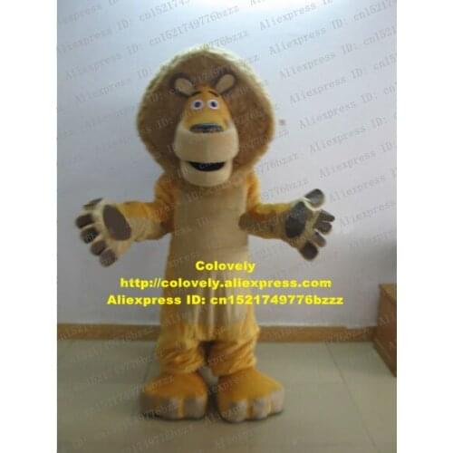Handsome Brown Alex Madagascar Lion Lioness Mascot Costume Adult Size With Small Round Ears Short Black Eyebrows No.6649 FS