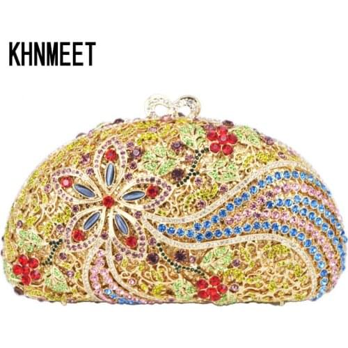 Colorful Crystal Fashion Luxury Evening Bag Women Party Wedding Bride Clutch Purse With Chain Female soiree pochette