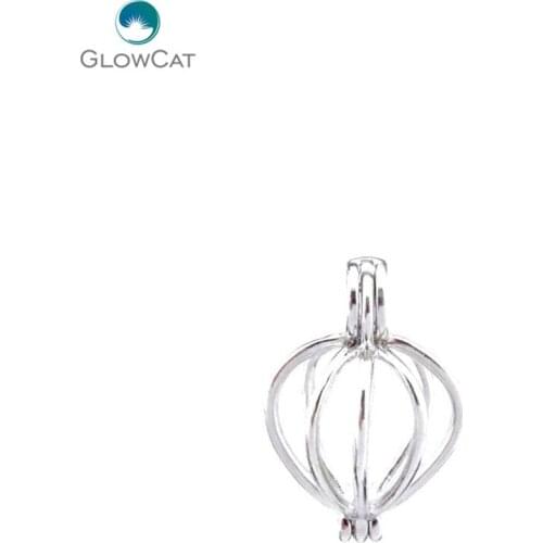 L64 5pcs/lot Bright Silver lovely Heart-shaped cage Pearl Beads Cage Pendant Locket Fairytale Party Essential Oil Diffuser