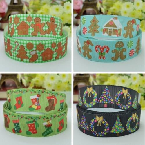 10 Yards 22mm 7/8" Christmas gingerbread Printed grosgrain ribbon hair bow Headwear DIY hair accessories retail B0929