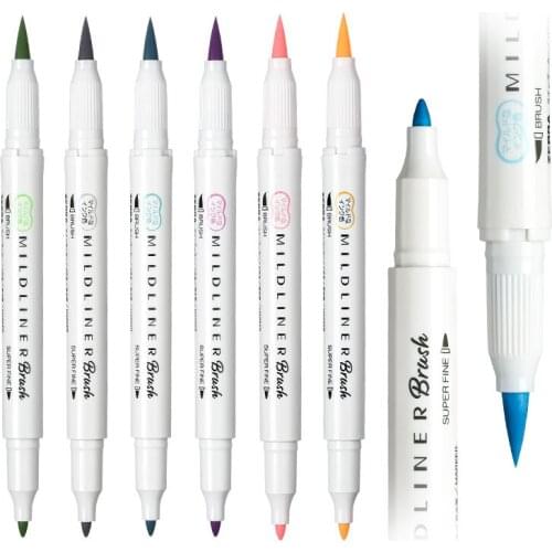 Zebra Mildliner Double Head Brush Markers Caligraphy Pen Soft Brush Pen Painting Drawing Pen Office School Supplies Stationery