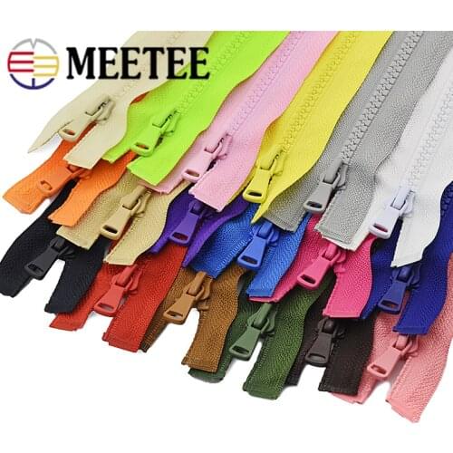 Meetee 5pcs 5# Resin Zipper 30/40/55/60/70/80/90cm Teeth Size Open Tail for Jacket Down Backpack Luggage DIY Accessories ZA007