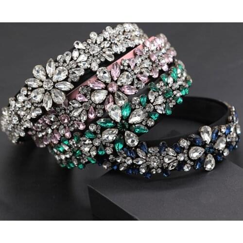 Fashion wild exaggerated personality headband New Baroque luxury heart-shaped particles rhinestone flower fashion headband 743