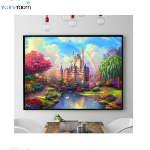 Nth 70x55CM Needlework,DIY DMC Cross stitch,Sets For Embroidery kits,Precise Printed Rainbow Castle Patterns
