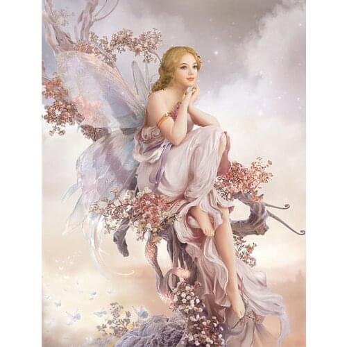 Pink butterfly fairy portrait Handmade Needlework Embroidery DIY Cross Stitch Kits Crafts 14CT Unprinted Home decor wall Art