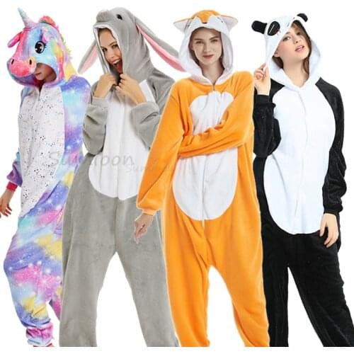 New Unicorn Pajamas Onesies Women Kugurumi Panda Winter Pyjamas Kids Kigurumi Cat Adults Pijamas Unicornio Sleepwear Overalls