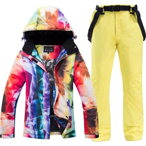 Thick Warm Ski Suit for Women Waterproof Skiing and Snowboarding Jacket Pants Set Female Snow Clothing Outdoor Sports Wear Brand