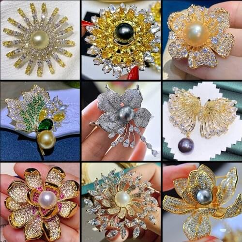 Luxury Flower Dragonfly Bird Bowknot Brooches for Women Gold Wedding Cubic Zirconia Rhinestone Pins Badge Gifts Fashion Jewelry