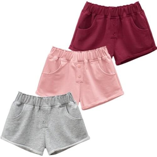 Girls Shorts Korean Style Childrens Clothing 2021 Summer New Solid Color Pure Cotton Kids Shorts Children Wear For 2-8y Girl