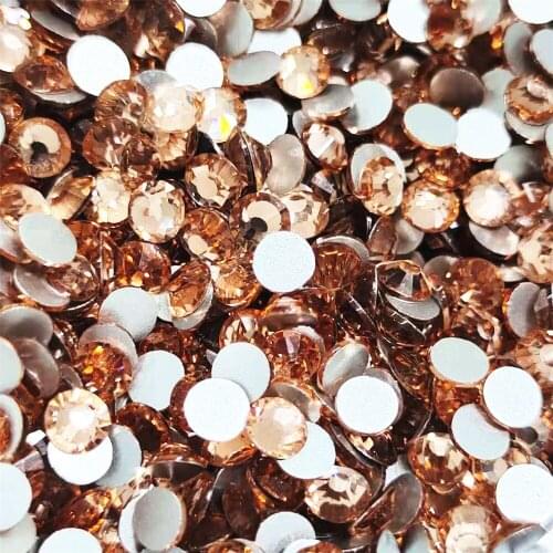 Champagne Nail Art Rhinestones ss3 ss4 ss5 ss6 ss8 ss10 ss12 ss16 ss20 ss30 ss34 Glass/ Crystal Non HotFix Nail Art Decoration