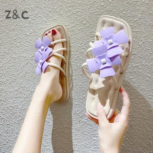 Slippers Female Summer Students Girls 2021 Korean Version of Online Celebrity Ins Outdoor Fashion Womens Flower Sandals Shoes