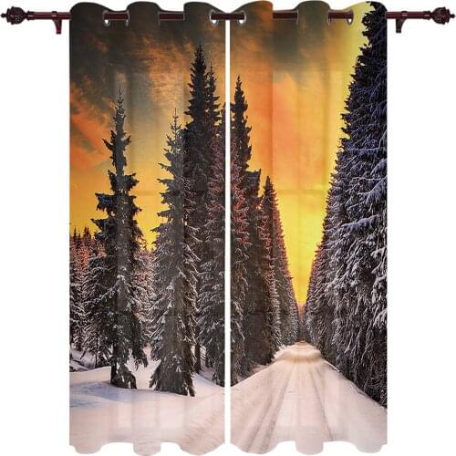 Patio Curtain Pine Forest At Dusk Indoor Living Room Bedroom Kitchen Outdoor Drape For Porch Gazebo Pergola Canopy Beach