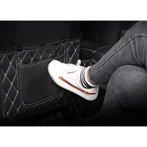 Foal Burning 3Pcs/Set Leather Car Seat Back Anti Child Kick Pad Mat Cushion with Pocket for Tesla Model 3 Interior Accessories