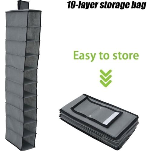 10 Pocket Hanging Drawer Box Cloth Underwear Shoes Storage Wardrobe Organizer Shelves Rack Household Supplies