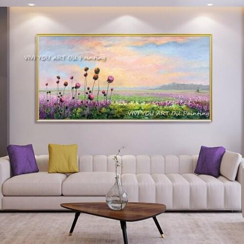 100% Hand Painted Abstract Pink Flower Oil Painting On Canvas Wall Art Wall Adornment Pictures Painting Live Room Home Decor