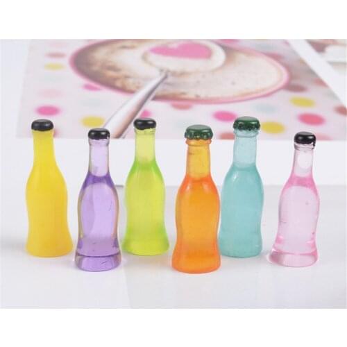 12pcs3D Drink Bottle Miniature Resin Flackback Cabochon Kawaii Resin Simulation Art Supply Decoration Charm Scrapbooking DIY