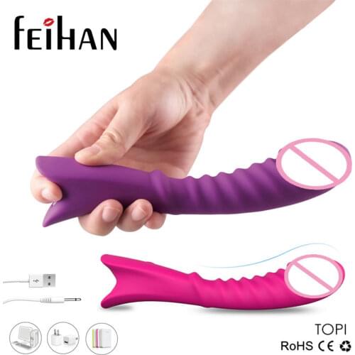 360 degree Waterproof 7 Speeds USB Rechargeble AV Wand Massager Heating Sex Toys Vibrator Silicone Dildo Vibrators for Women