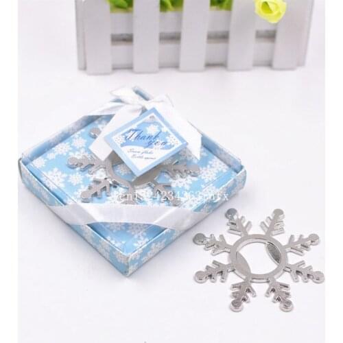 50pcs Snowflower Bottle Openers with Gift Box Wedding Gifts Snow Flower Wine Beer Wine Openers Party Favors Wholesale