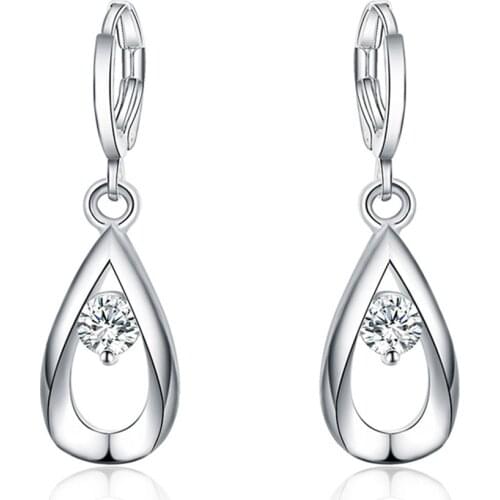 925 Sterling Silver Romantic Water-drop Crystal Vintage Long Dangle Earrings For Women Engagement Wedding Jewelry Gifts