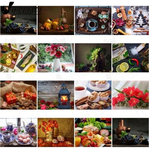 Diamond Painting European Cuisine 5Ddiy Flower Mosaic Beauty Cross Stitch Knife Board Fish Sticker Diamond Embroidery Gift Decor