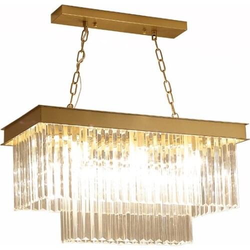 American living room lamp dining room crystal chandelier light luxury modern rectangular creative personality dining table dinin