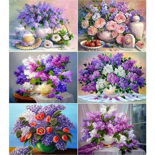 AZQSD Pictures By Numbers Lavender Drawing On Canvas Decor For Home Unframe Oil Painting By Numbers Flowers Handpainted Gift