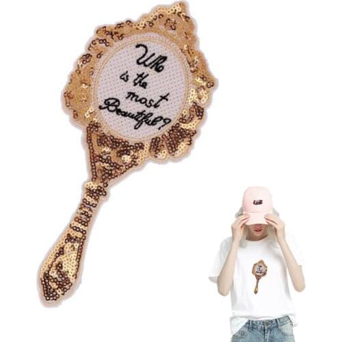 Biker Patch Sequins 203mm Letters Mirror Deal with it Clothes Iron On Patches For Clothing Stickers Strange Things Free Shipping