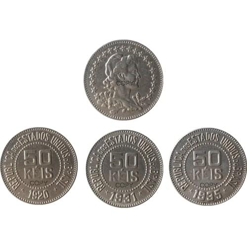 Brazil A set of(1920 1931 1935) 3pcs 50 Ries Nickel Plated Copy Coins