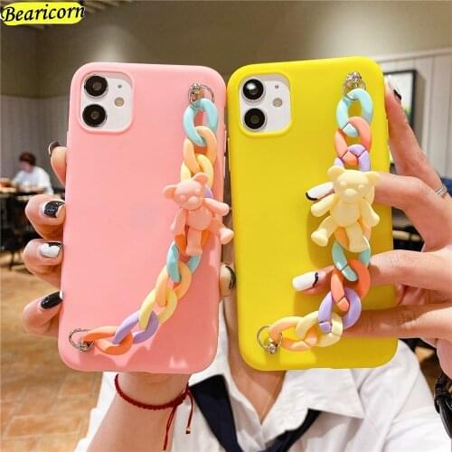 Bear Bracelet Phone Case For Huawei P8 P9 Mate 10 20 30 Lite 40 P Smart Z S Plus Y6s Y7 Y8P Y9A Prime 2019 Wrist strap Cover