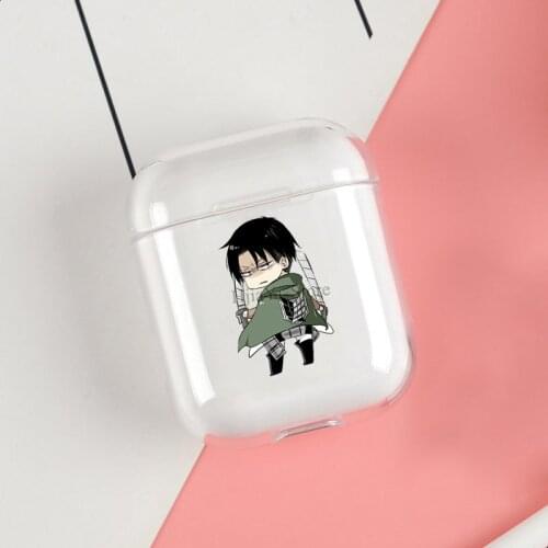 Attack on titan Livai Mignion Cases For Apple AirPods 1 2 Case Clear Wireless Bluetooth Earphone Case Protective Shell