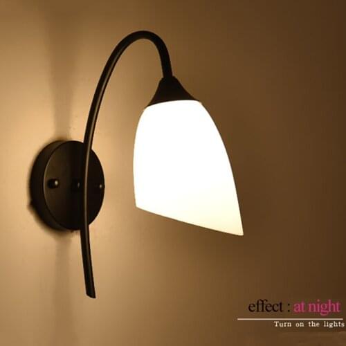Black wall mounted lamp, simple beautiful practical lamp led, bedside corridor hotel staircase aisle Iron American style lamp
